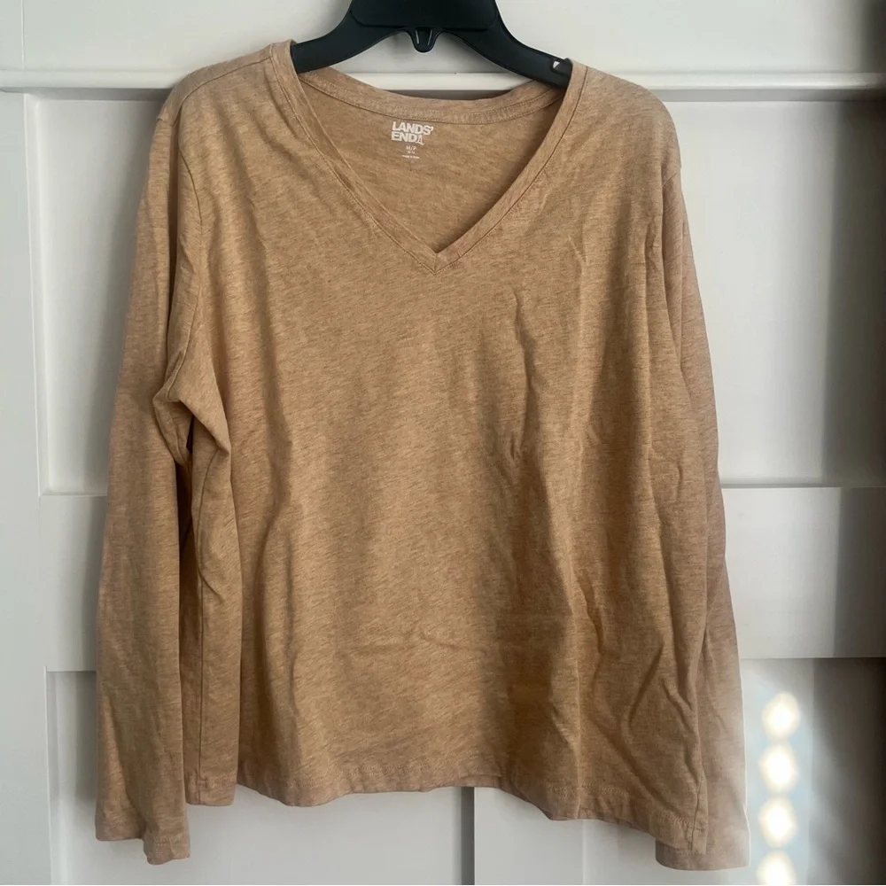 Lands End Long Sleeve Cotton V-neck Tees - Picture 5 of 10